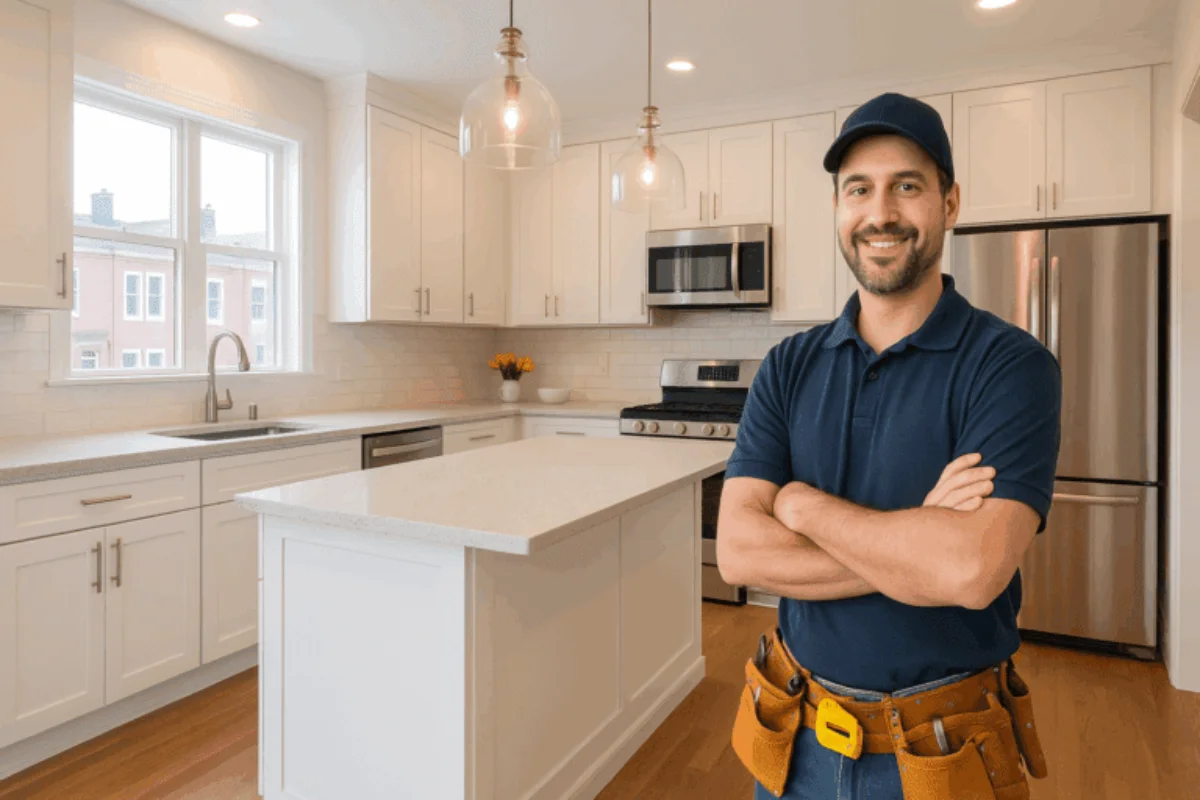 Trusted Kitchen and Bathroom Remodeler smiling after finishing kitchen remodeling project in Santa Fe NM